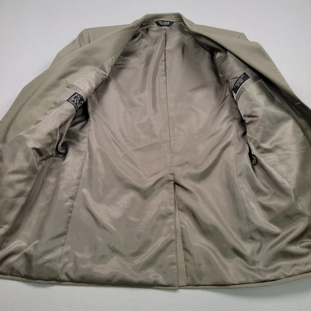 Men's Jos. A. Bank‎ Two Button Blazer Sport Coat, Khaki, Size 43L, Pre-Owned